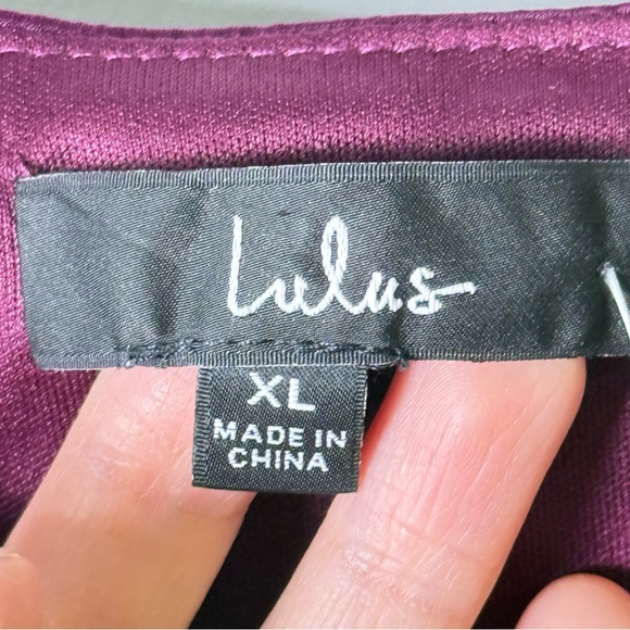 Lulu's Womens Serene Sight Plum Purple Midi Asymmetrical Wrap Dress XL Crinkle - Picture 7 of 15